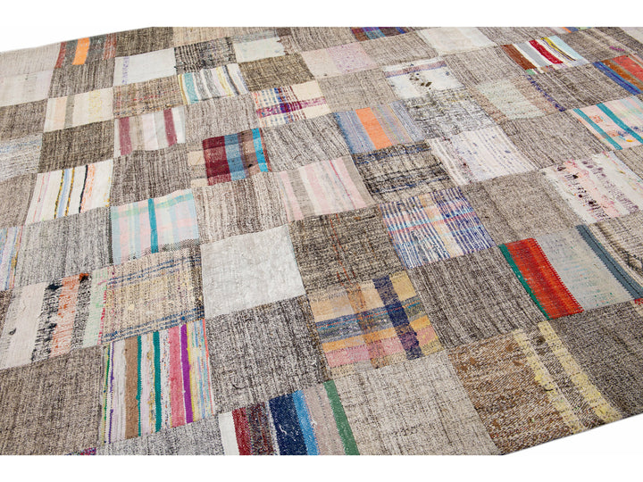 Vintage Turkish Deco Wool Rug 9 X 12