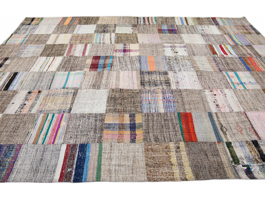 Vintage Turkish Deco Wool Rug 9 X 12