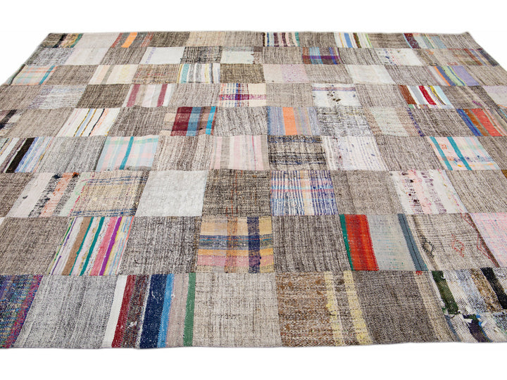 Vintage Turkish Deco Wool Rug 9 X 12