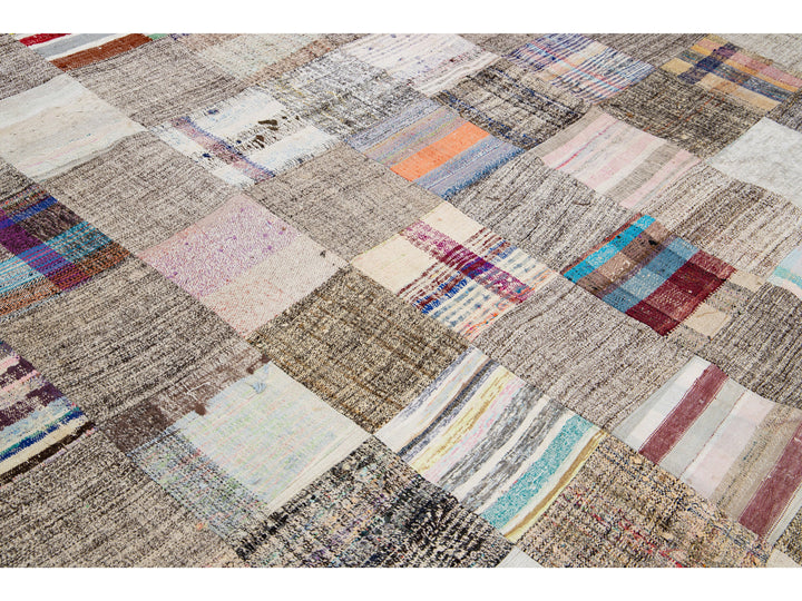 Vintage Turkish Deco Wool Rug 9 X 12