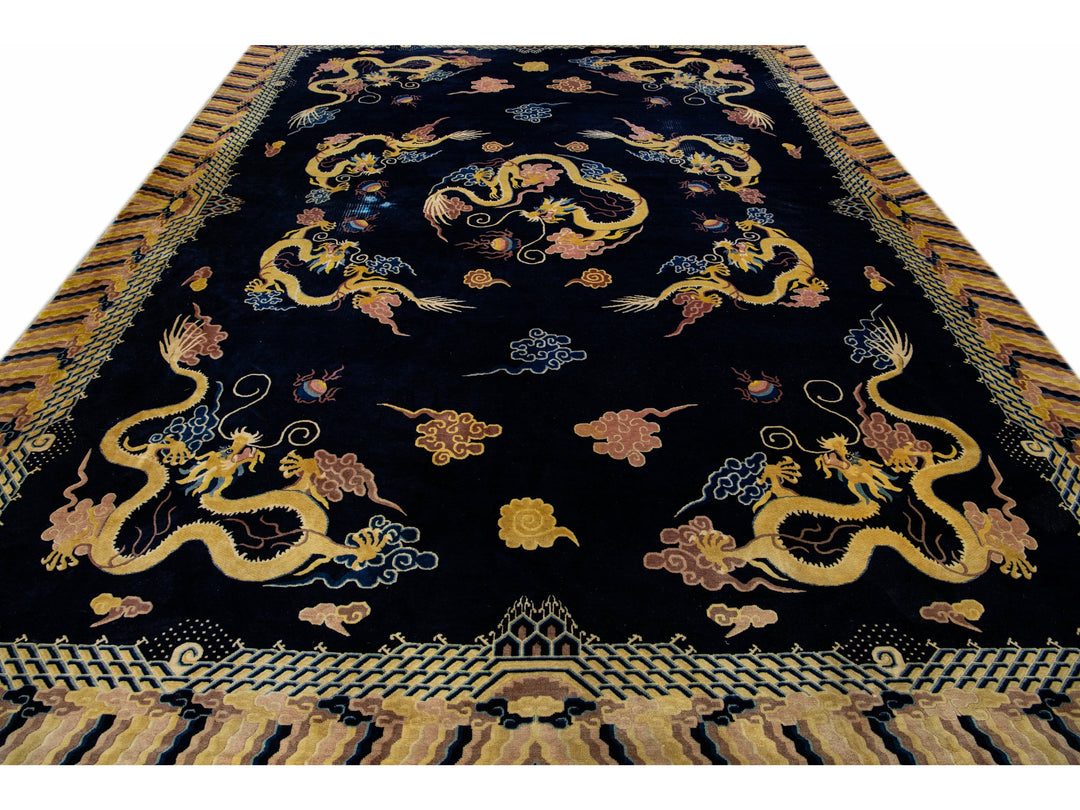 Antique Chinese Peking Wool Rug 10 X 13
