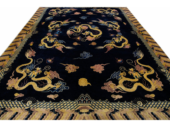 Antique Chinese Peking Wool Rug 10 X 13