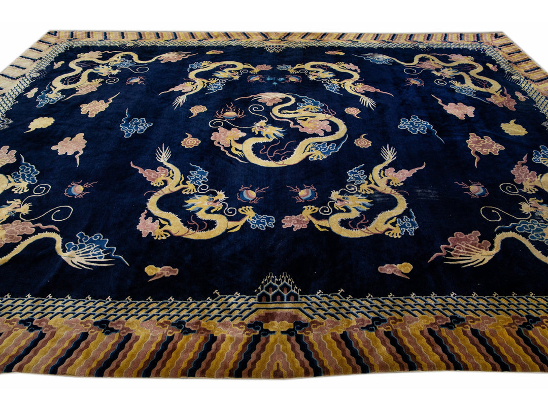 Antique Chinese Peking Wool Rug 10 X 13
