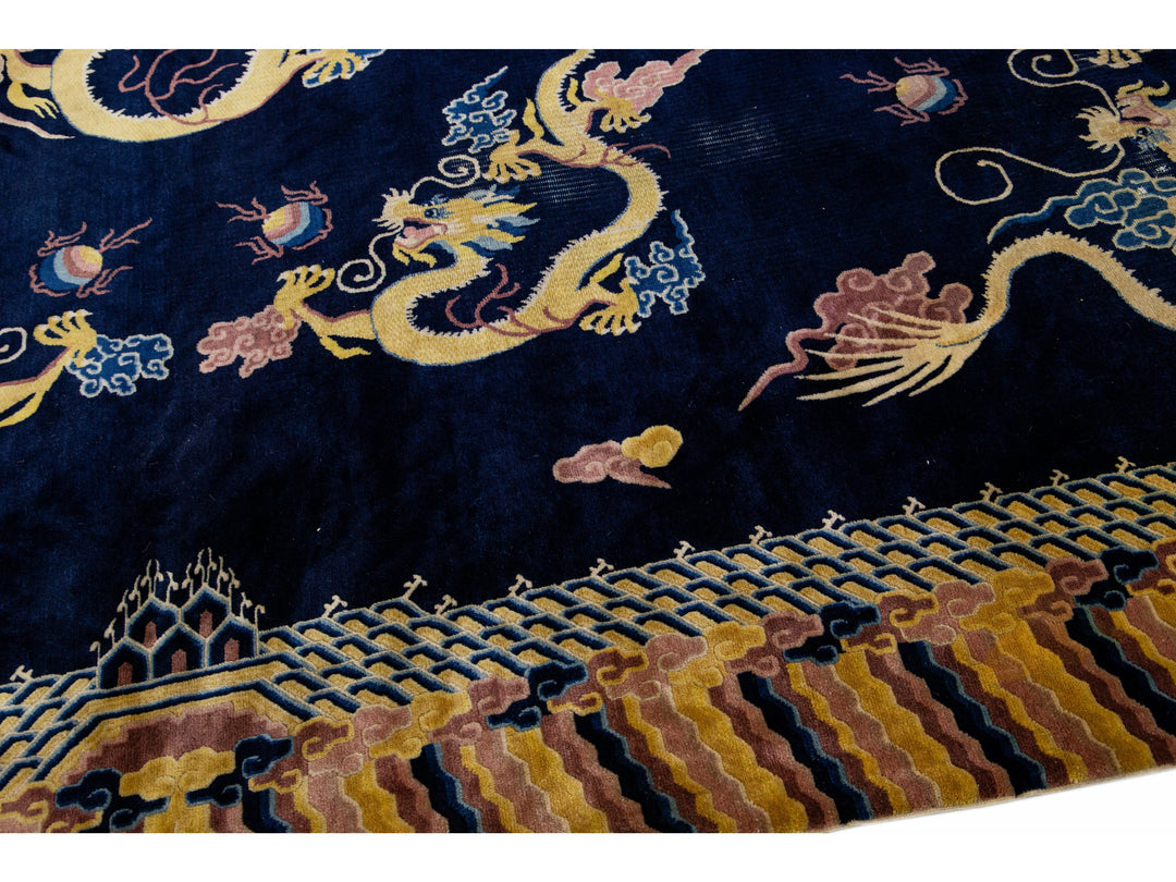 Antique Chinese Peking Wool Rug 10 X 13