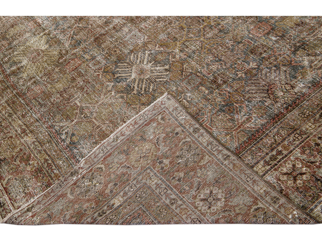 Brown Antique Mahal Handmade Designed Oversized Wool Rug