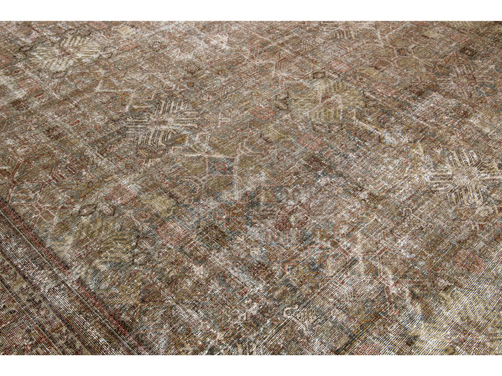 Antique Mahal Wool Rug 11 X 18