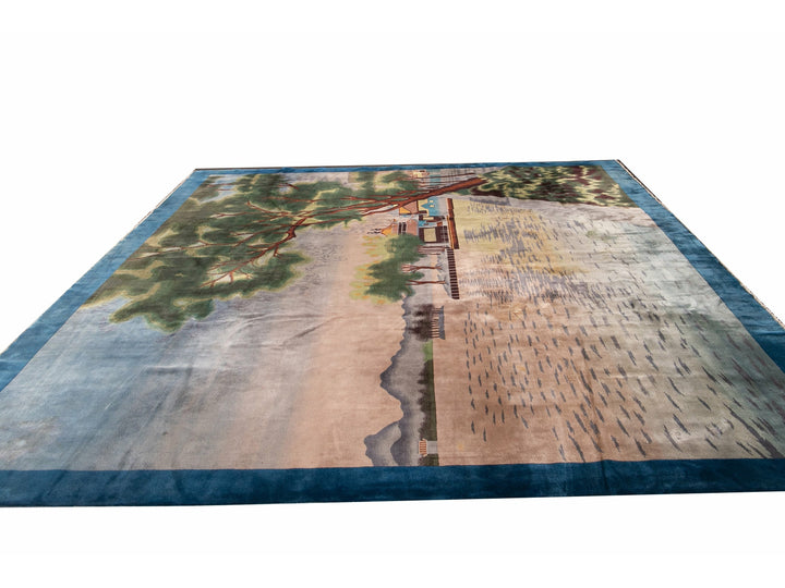 Antique Art Deco Chinese Wool Rug 12 X 15
