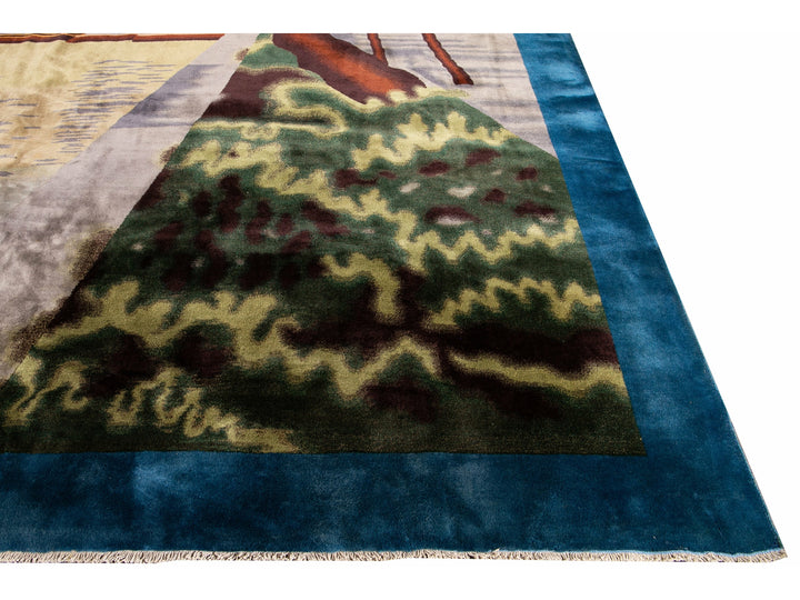 Antique Art Deco Chinese Wool Rug 12 X 15