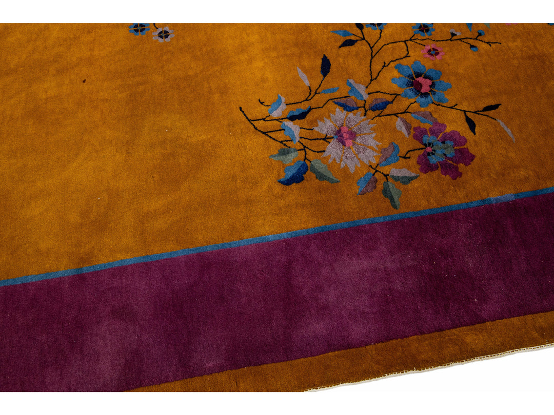 Antique Art Deco Chinese Wool Rug 9 X 11