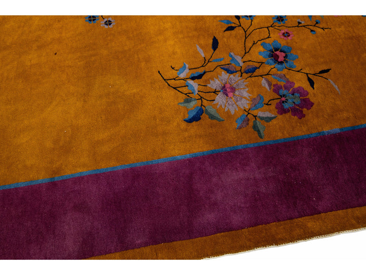 Antique Art Deco Chinese Wool Rug 9 X 11