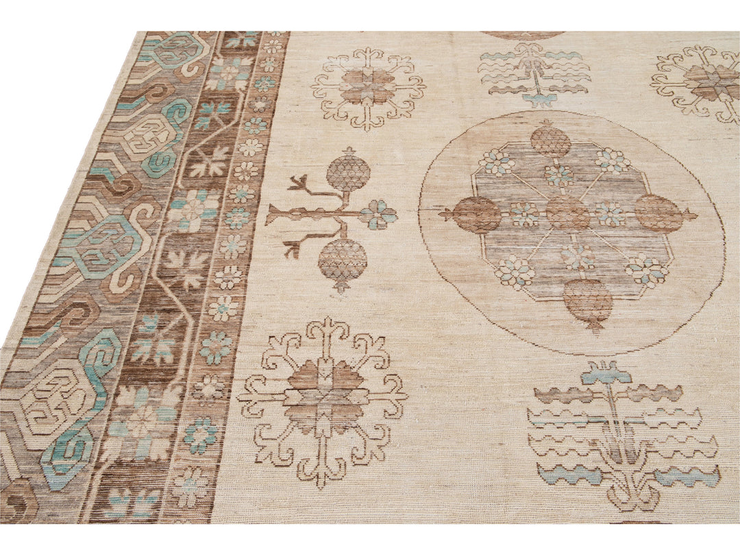 Modern Khotan Style Wool Rug 10 X 14