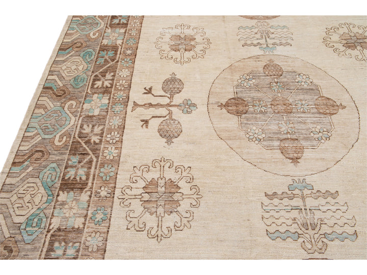 Modern Khotan Style Wool Rug 10 X 14