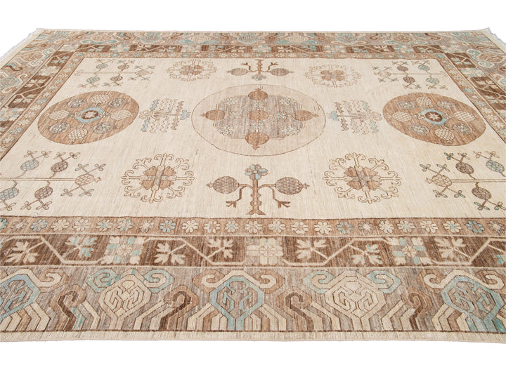Modern Khotan Style Wool Rug 10 X 14