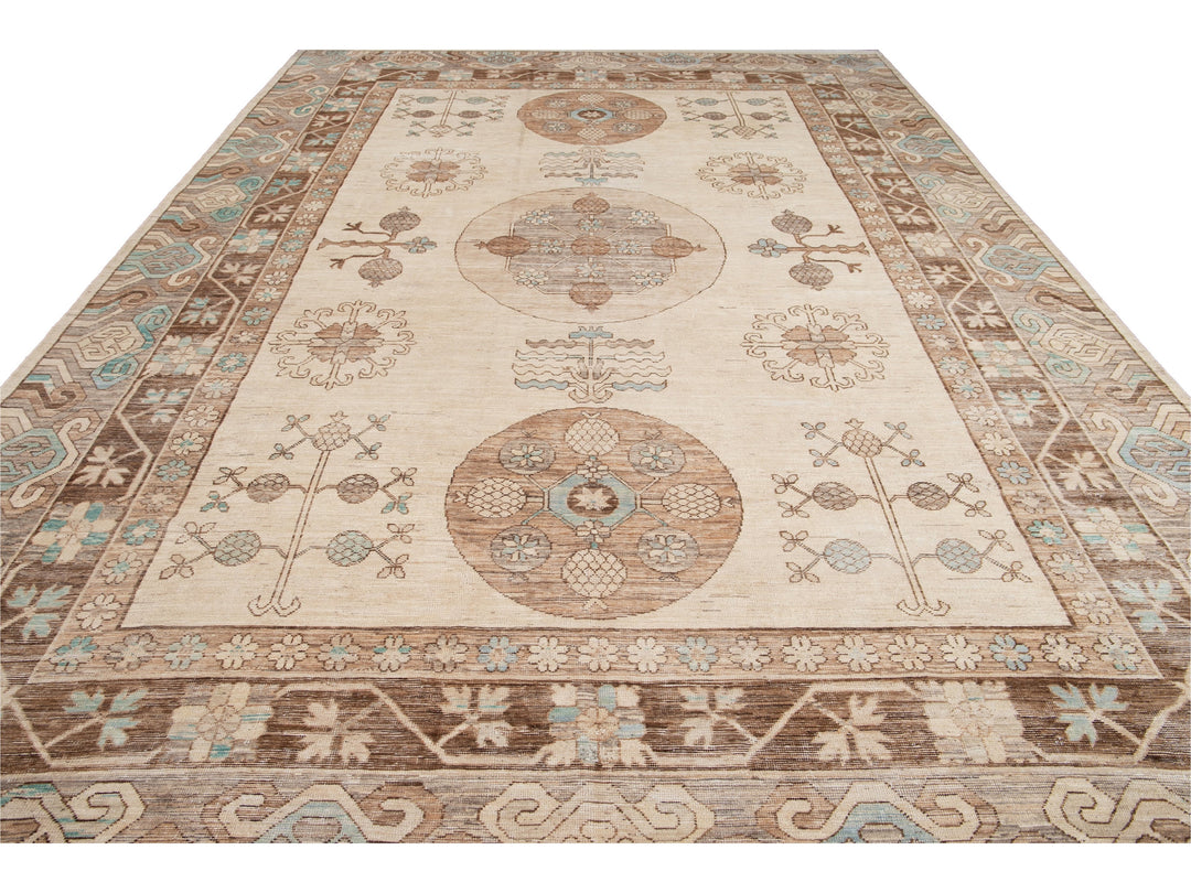 Modern Khotan Style Wool Rug 10 X 14