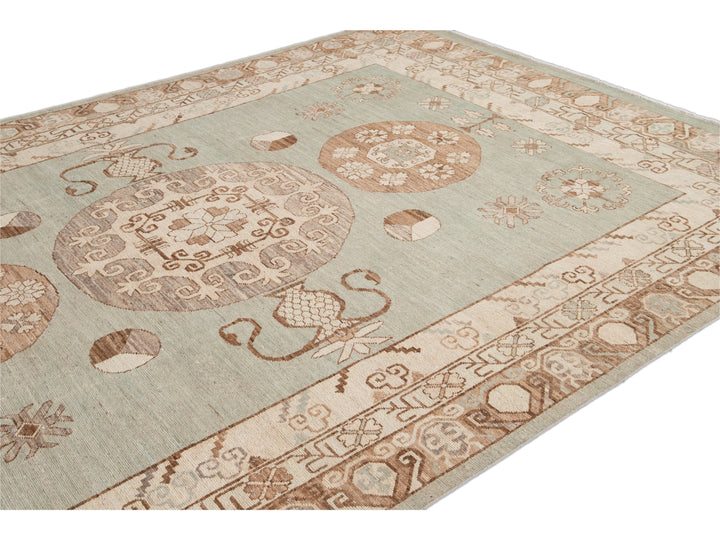 Modern Khotan Style Wool Rug 8 X 14