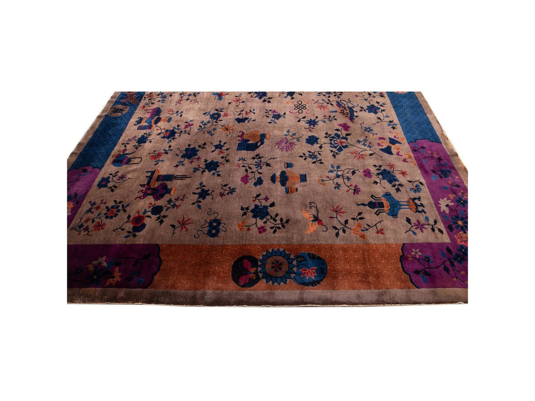 Antique Chinese Art Deco Wool Rug 8 X 10