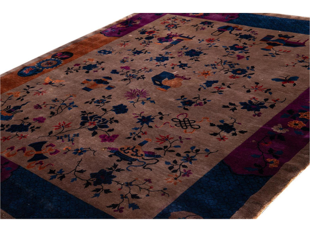 Antique Chinese Art Deco Wool Rug 8 X 10