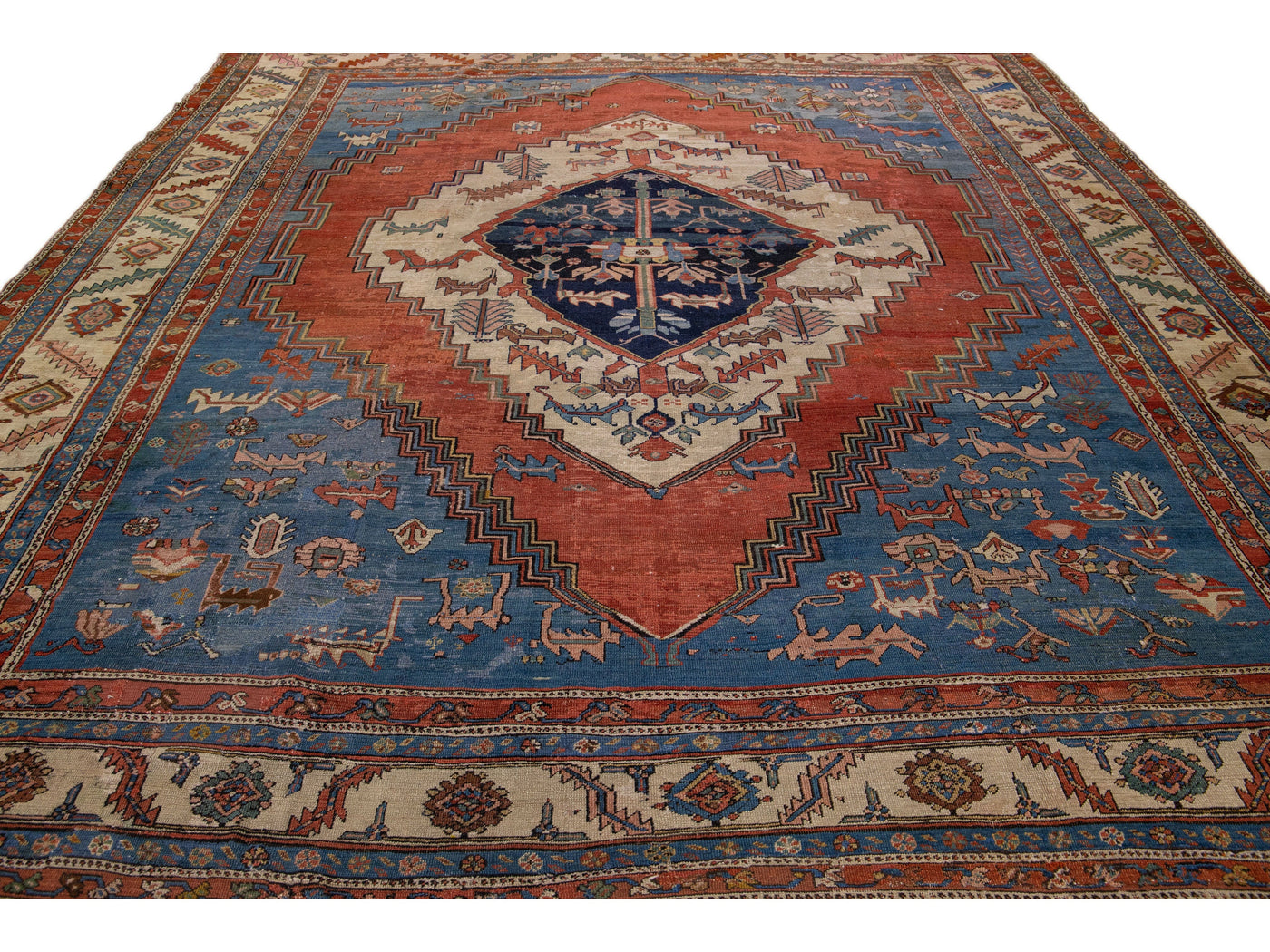 Antique Bakshaish Wool Rug 12 X 13