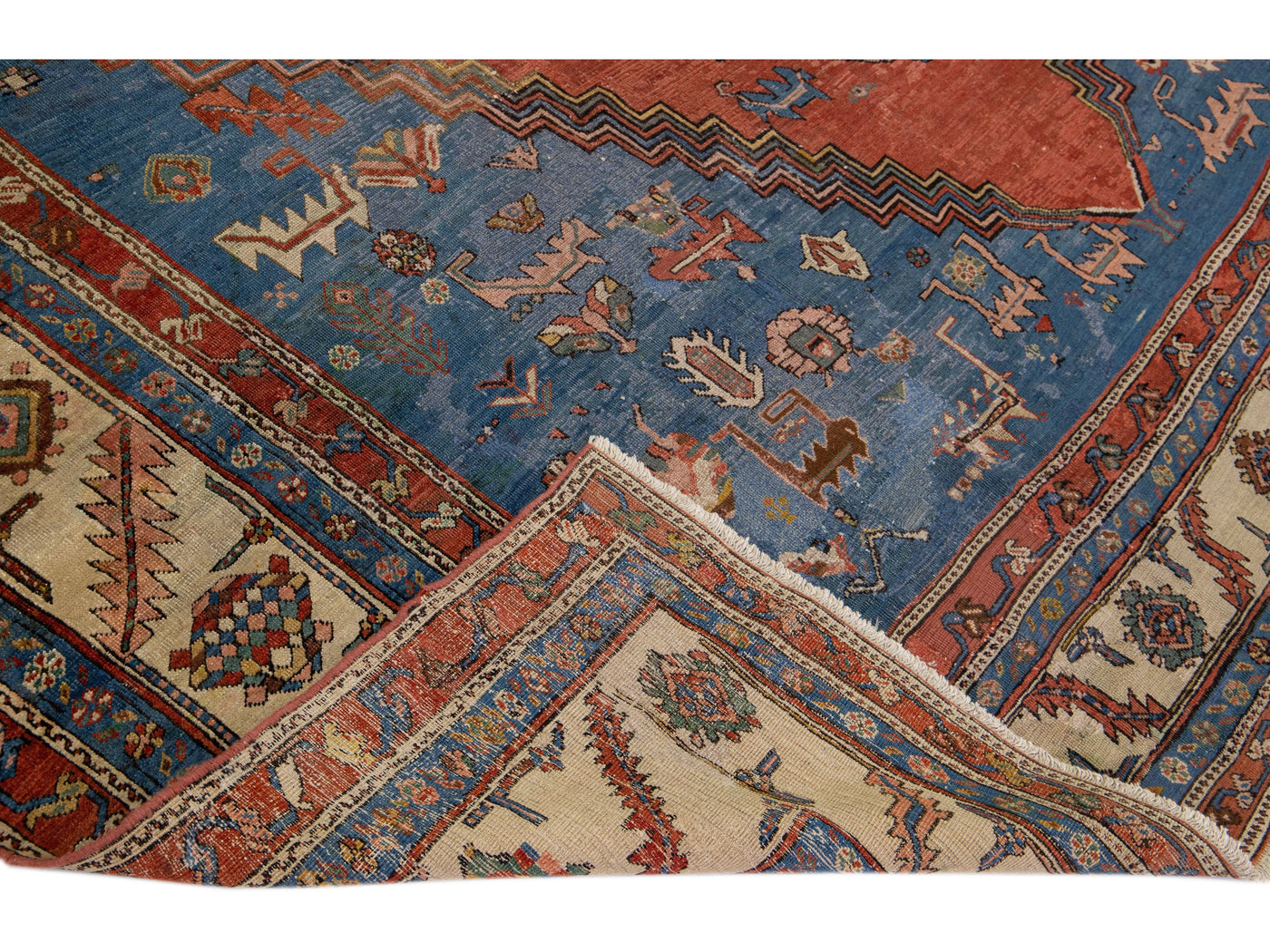 Antique Bakshaish Wool Rug 12 X 13