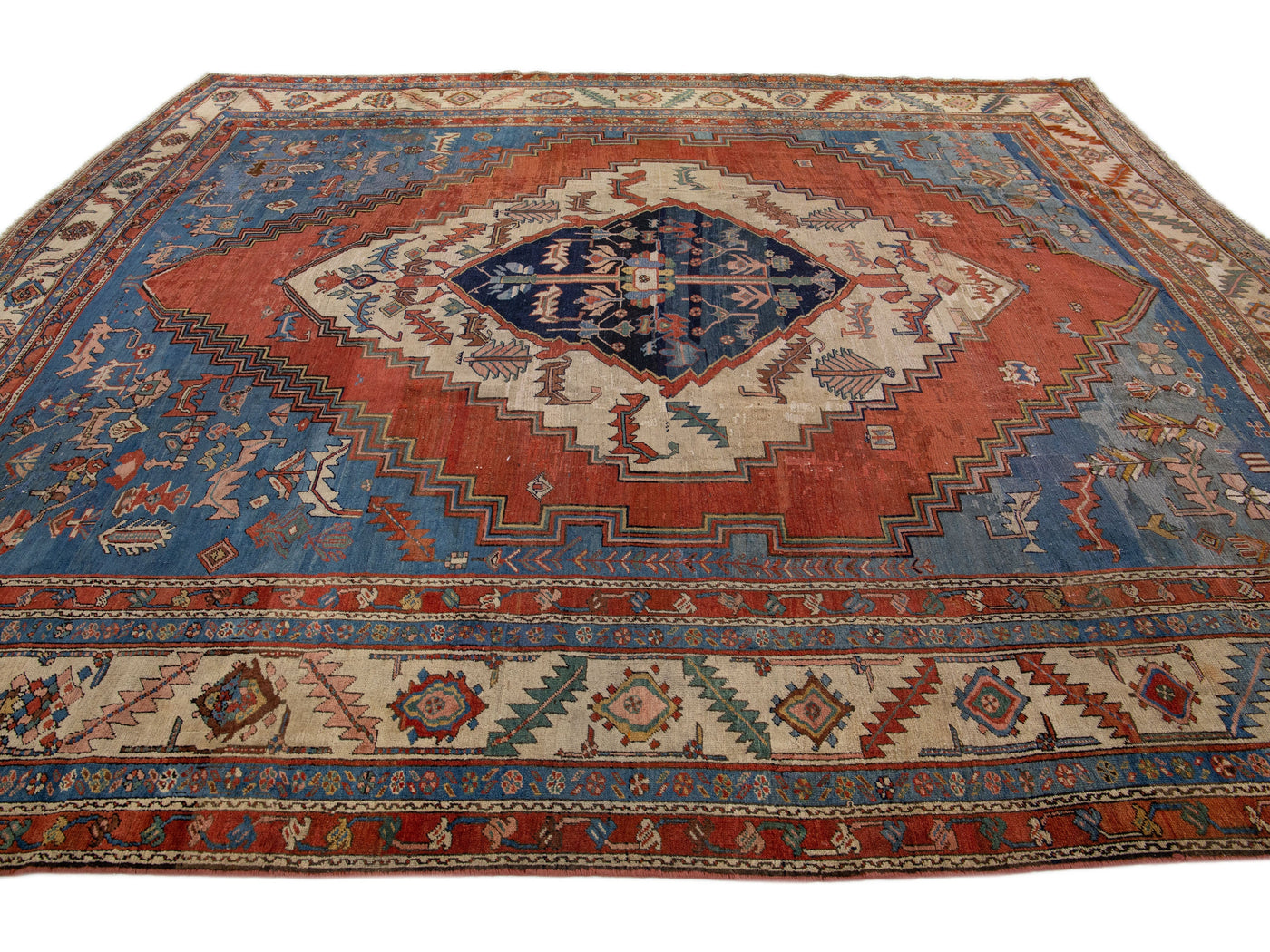 Antique Bakshaish Wool Rug 12 X 13