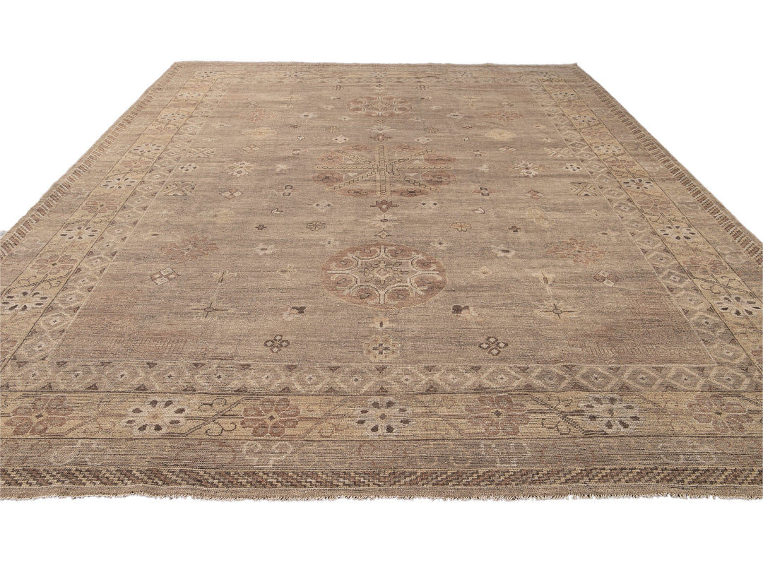 Modern Khotan Style Wool Rug 12 X 16