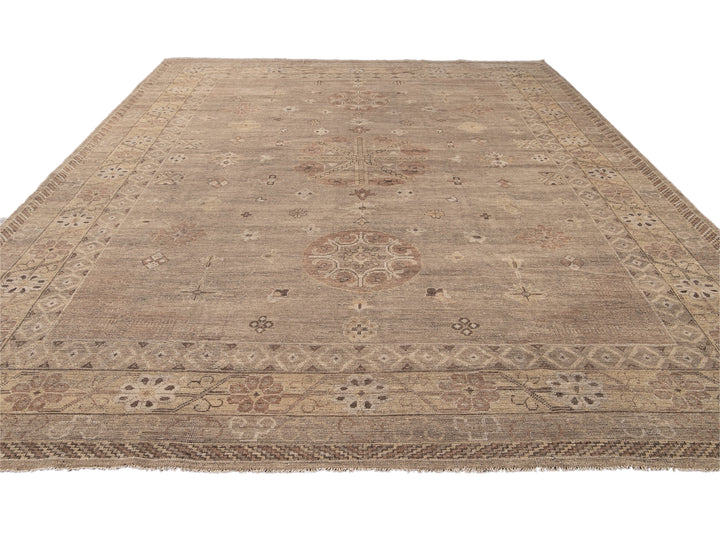 Modern Khotan Style Wool Rug 12 X 16