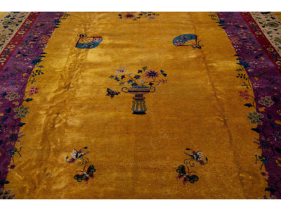 Antique Chinese Art Deco Wool Rug 12 X 21