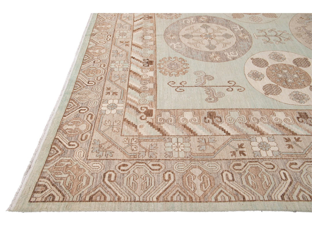 Modern Khotan Style Wool Rug 12 X 20