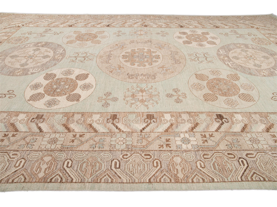 Modern Khotan Style Wool Rug 12 X 20