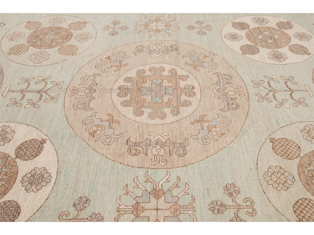 Modern Khotan Style Wool Rug 12 X 20