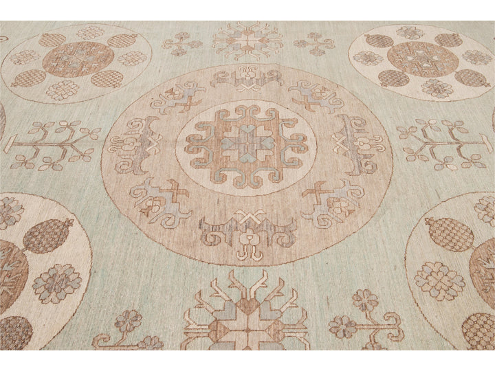 Modern Khotan Style Wool Rug 12 X 20