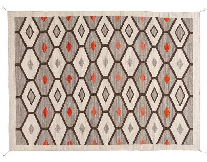 Modern Flat-Weave Navajo Wool Rug 10 X 14