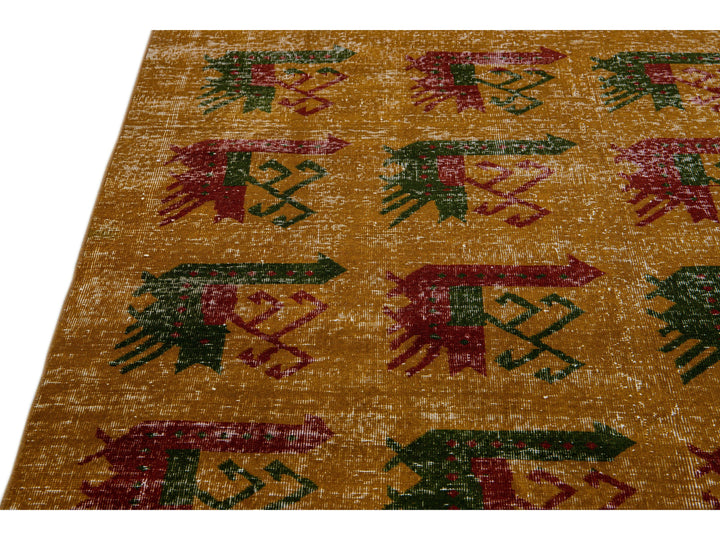 Vintage Turkish Deco Wool Rug 6 X 9
