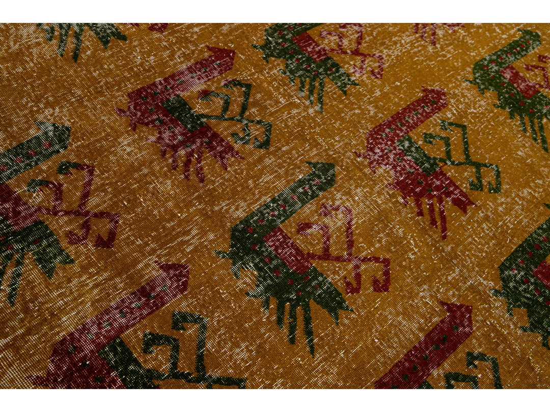 Vintage Turkish Deco Wool Rug 6 X 9