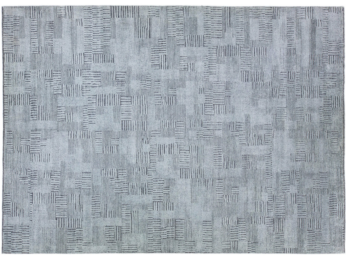 Modern Moroccan Style Handmade Geometric Abstract Gray Wool Rug
