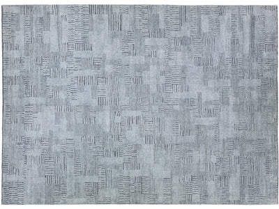 Modern Moroccan Style Handmade Geometric Abstract Gray Wool Rug