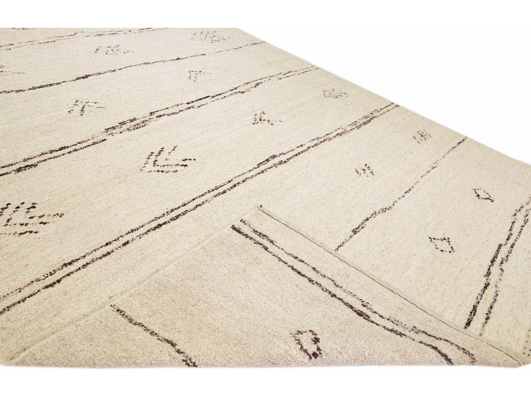 Modern Moroccan Boho Wool Rug 12 X 15