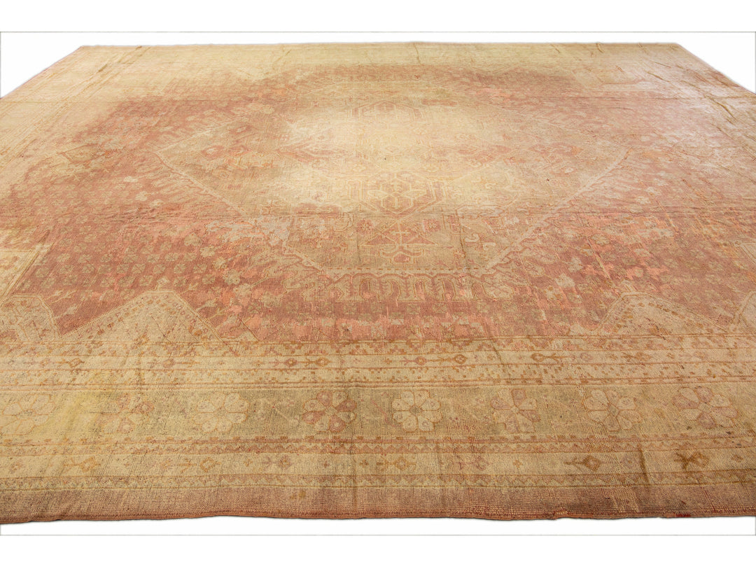 Antique Oushak Wool Rug 15 X 19
