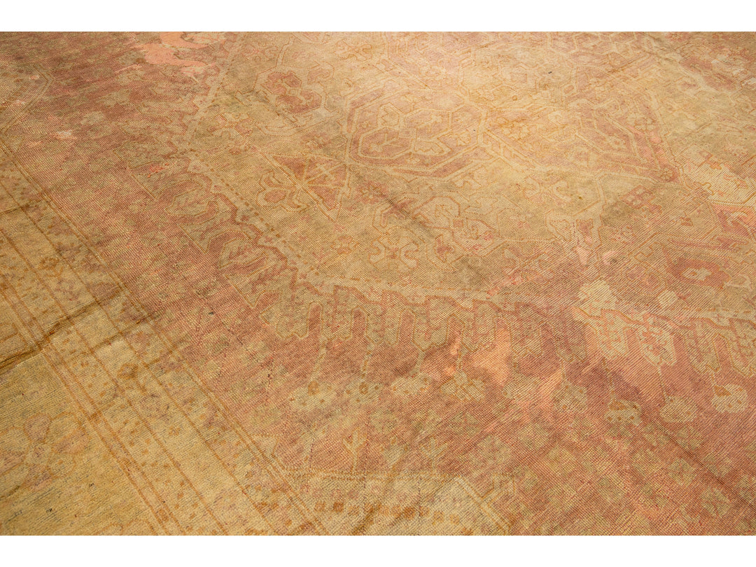 Antique Oushak Wool Rug 15 X 19