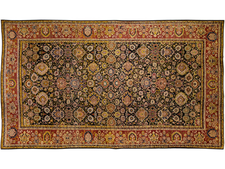 Antique Sultanabad Wool Rug 13 X 22