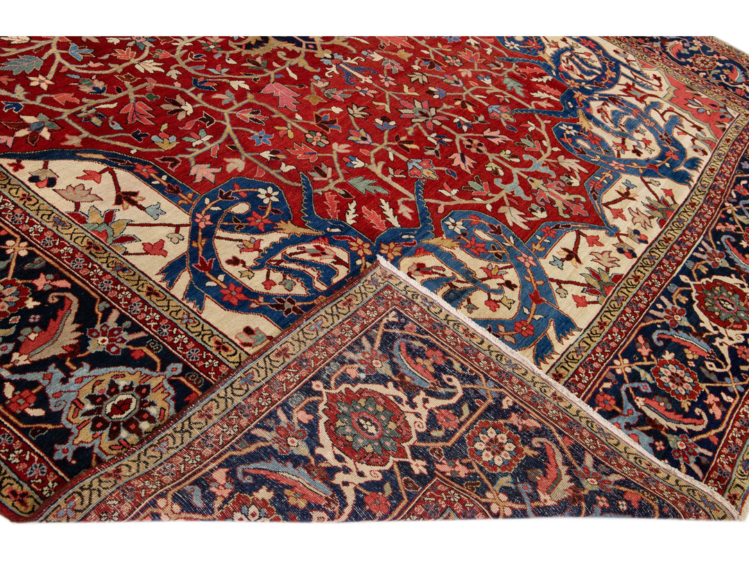 Antique Heriz Wool Rug 12 X 18