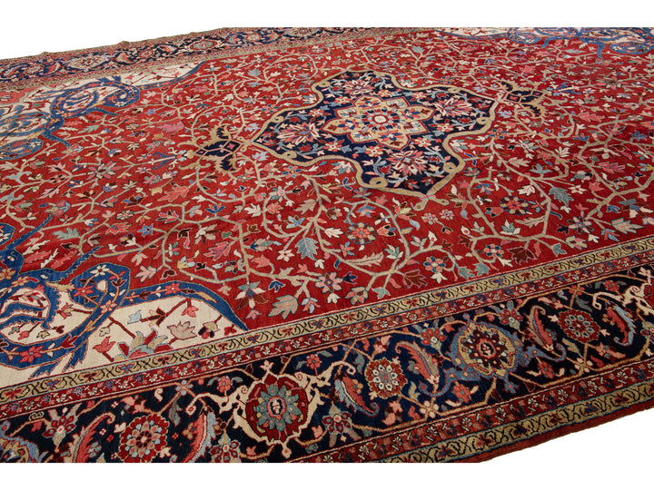 Antique Heriz Wool Rug 12 X 18