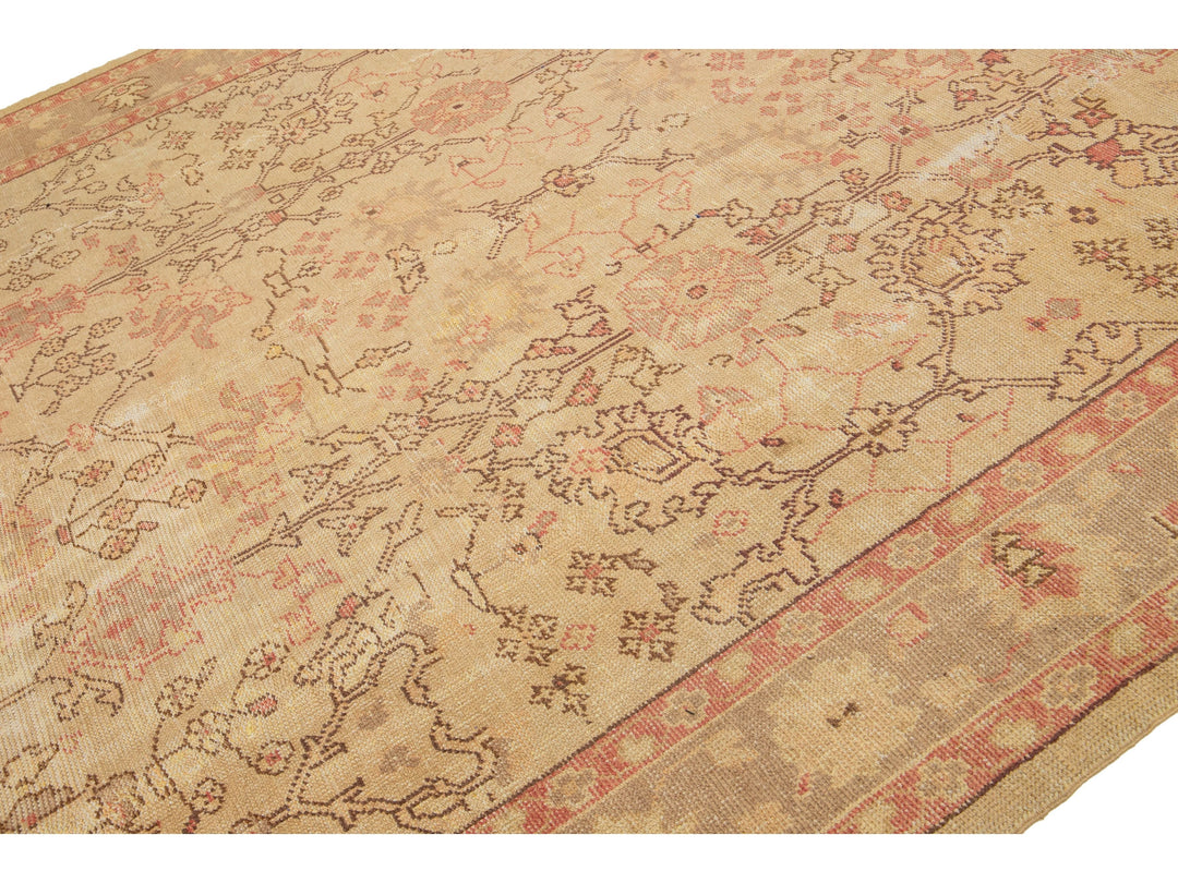 Antique Turkish Oushak Wool Rug 10 X 13