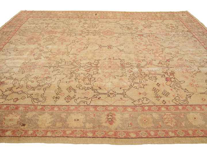 Antique Turkish Oushak Wool Rug 10 X 13