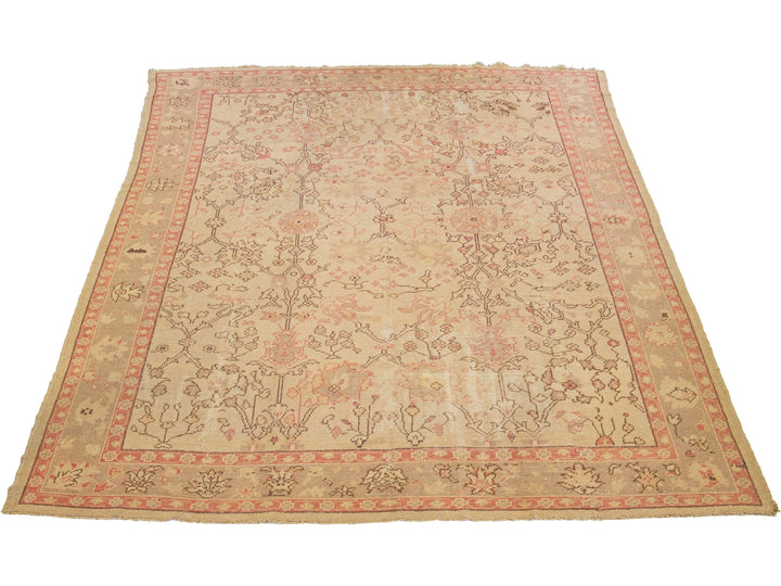 Antique Turkish Oushak Wool Rug 10 X 13