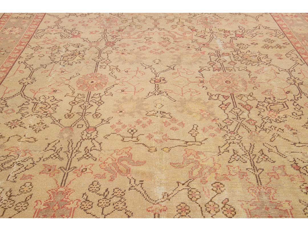 Antique Turkish Oushak Wool Rug 10 X 13