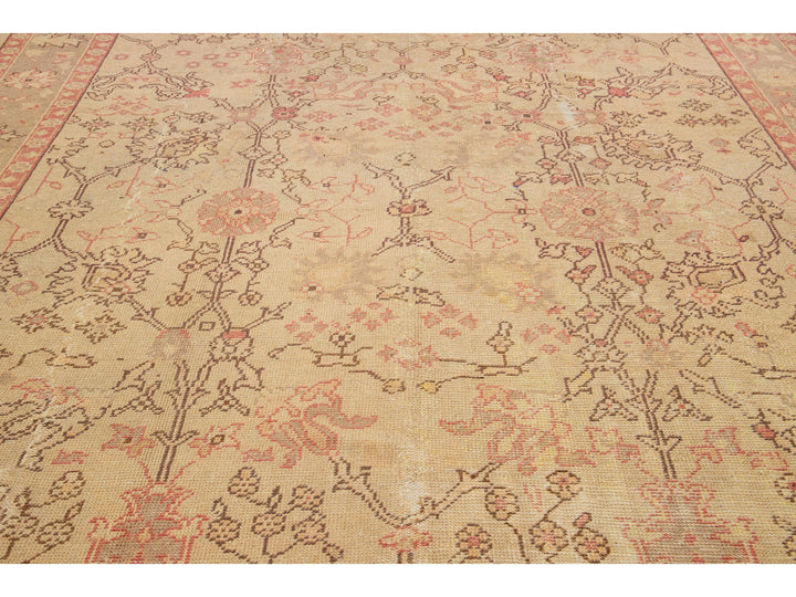Antique Turkish Oushak Wool Rug 10 X 13
