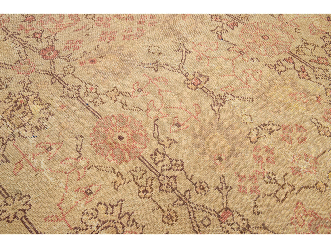 Antique Turkish Oushak Wool Rug 10 X 13