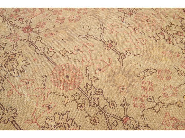 Antique Turkish Oushak Wool Rug 10 X 13