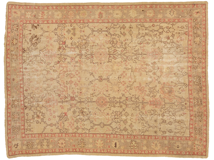 Antique Turkish Oushak Wool Rug 10 X 13
